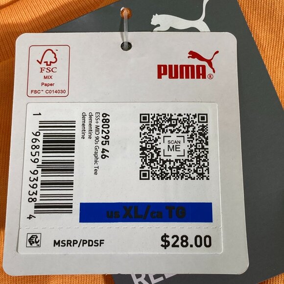 NEW! PUMA MID 90S XL Extra Large Boys Graphic Print T-Shirt Tee Shirt Orange - Picture 9 of 9